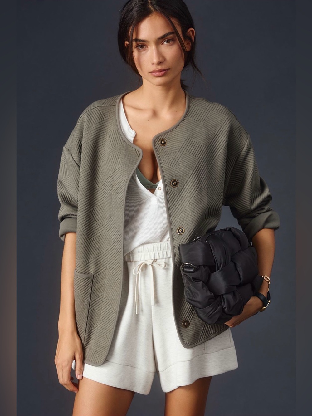 Sanctuary Textured Knit Shacket - Moss - Sz X-Small